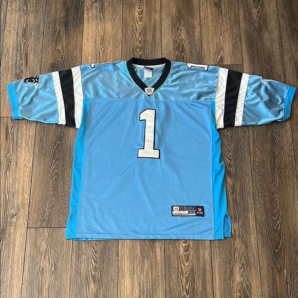 Cam Newton #1 Carolina Panthers Jersey Size 52 Reebok On Field Baby Blue Rookie